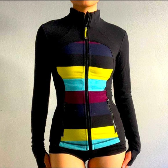 lululemon athletica Jackets & Blazers - LULULEMON BODY SHAPING JACKET SIZE 4 BLACK, BLUE, BURGUNDY AND YELLO COLOR EUC